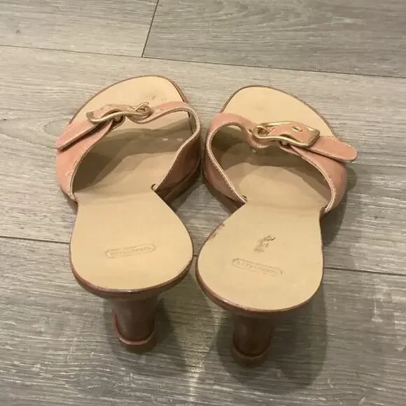 Vintage Coach Leather Wedge Sandals Women Size 8.5 Strap Y2K Twee Classic Preppy - Picture 5 of 6